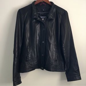 Tommy Hilfiger Black Leather Jacket | Size Large